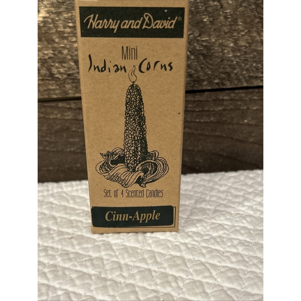 Vintage Harry & David Mini Indian Corns Cinn Apple Candle Set Thanksgiving